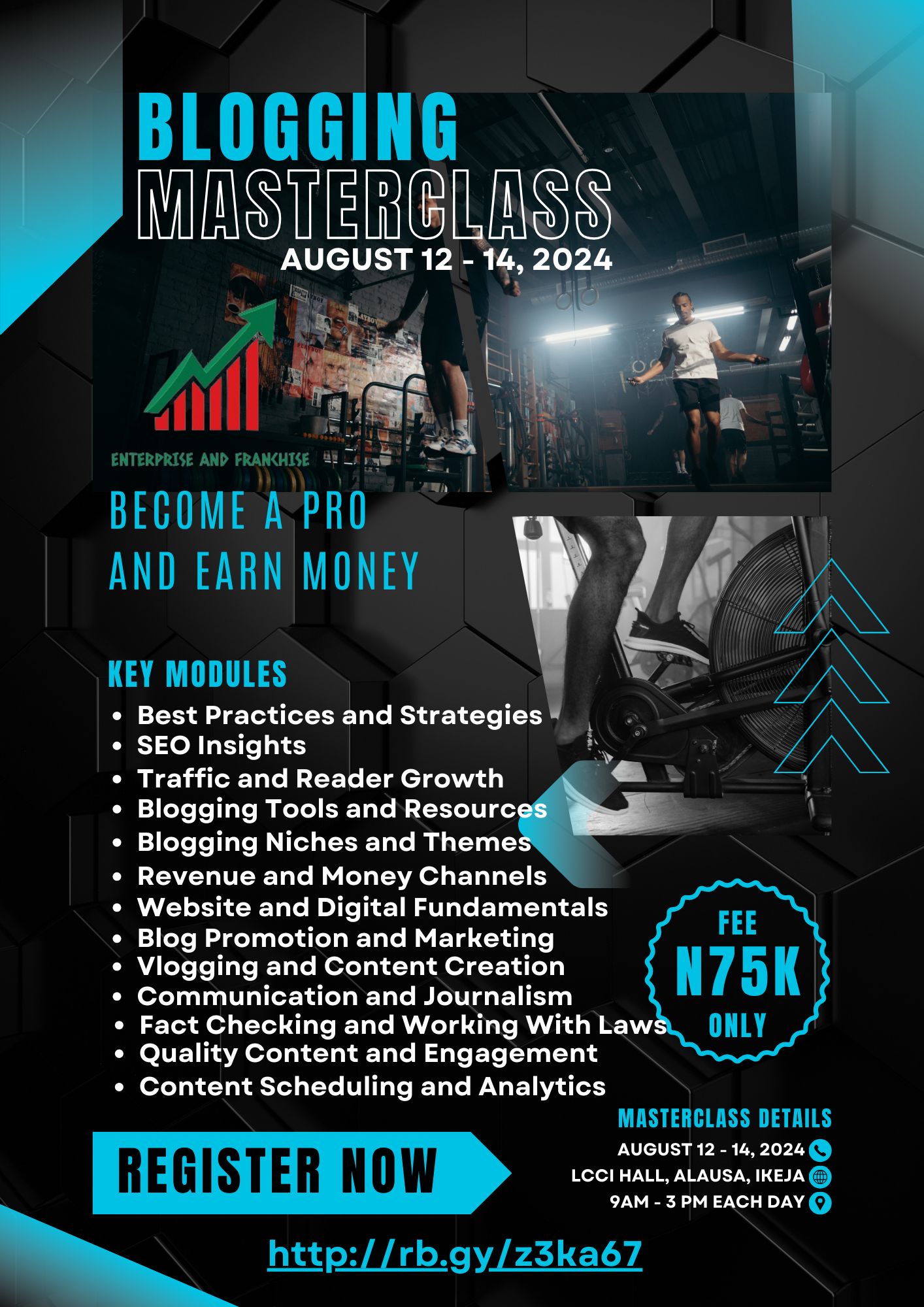 BLOGGING MASTERCLASS TRAINING FLYER