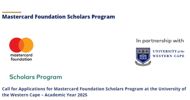 Mastercard Foundation Scholars Program at the University of the Western Cape – Academic Year 2025